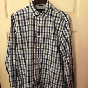Tommy Hilfiger Blue & White Plaid LS Button Down Mens Medium M